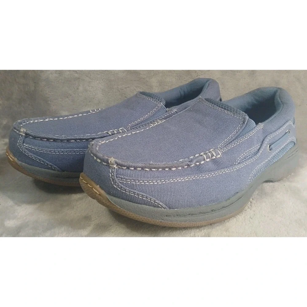 Dr Scholls Mens Slip On Loafers 8.5 D Blue Canvas Boat Shoes Advanced Comfort‎